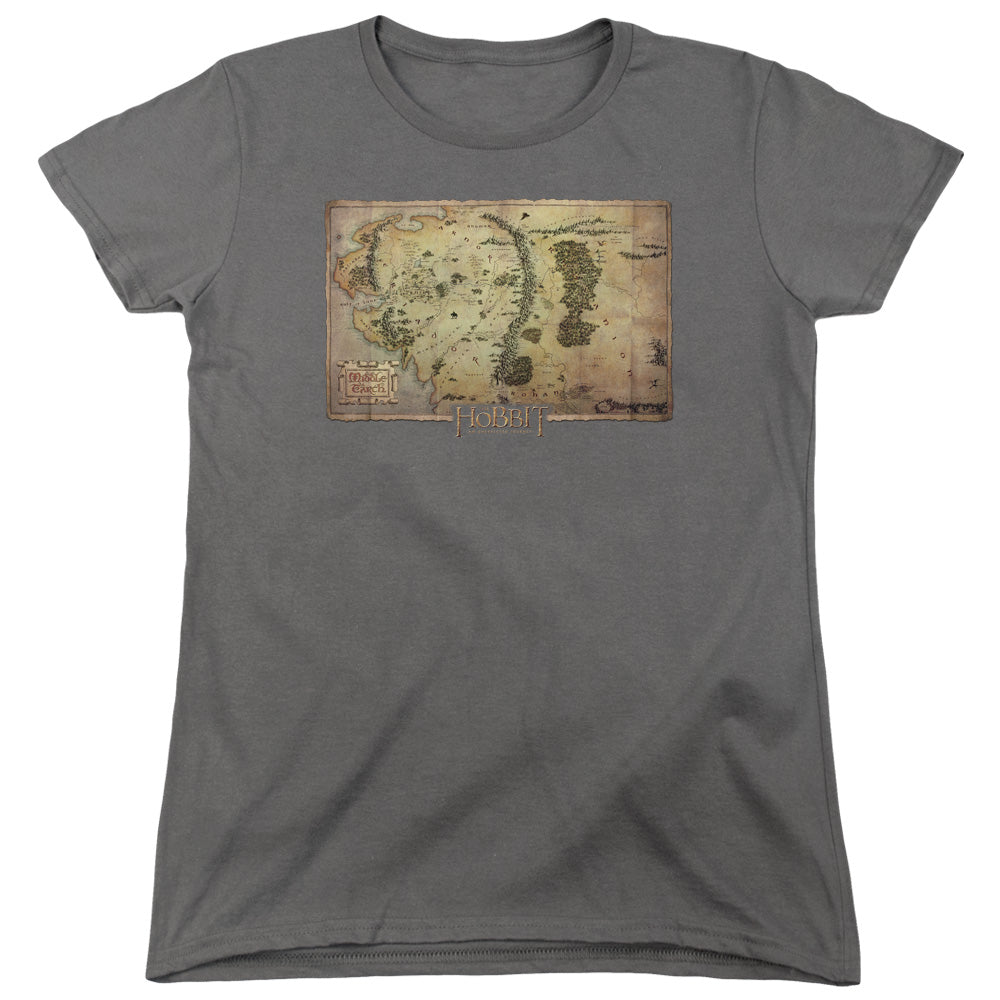 The Hobbit - Middle Earth Map - Short Sleeve Womens Tee - Charcoal T-shirt