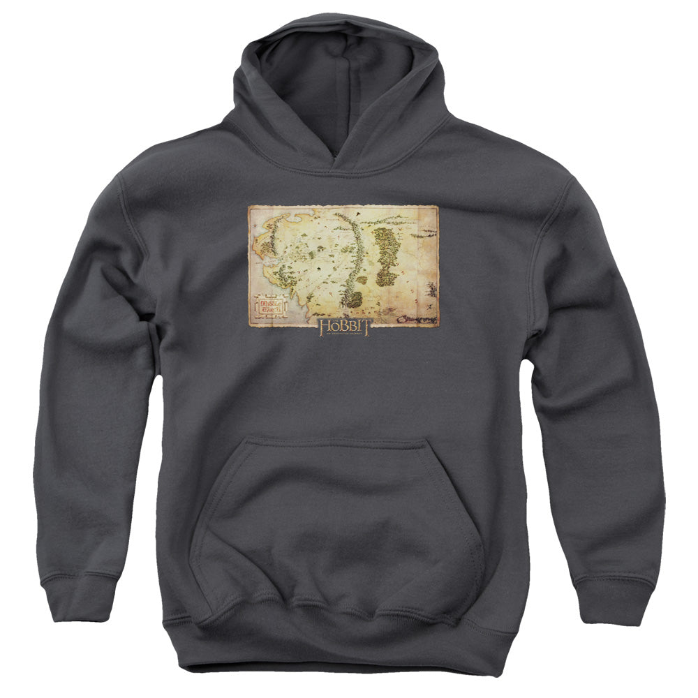 The Hobbit - Middle Earth Map - Youth Pull-over Hoodie - Charcoal