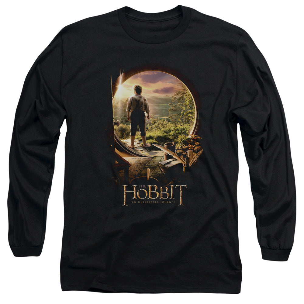 The Hobbit - Hobbit In Door - Long Sleeve Adult 18/1 - Black T-shirt