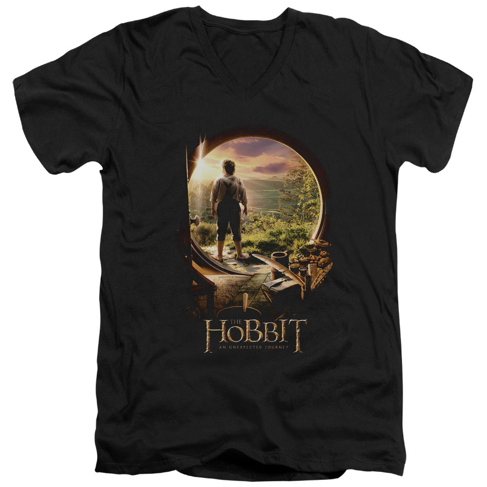 The Hobbit - Hobbit In Door - Short Sleeve Adult V-neck - Black T-shirt