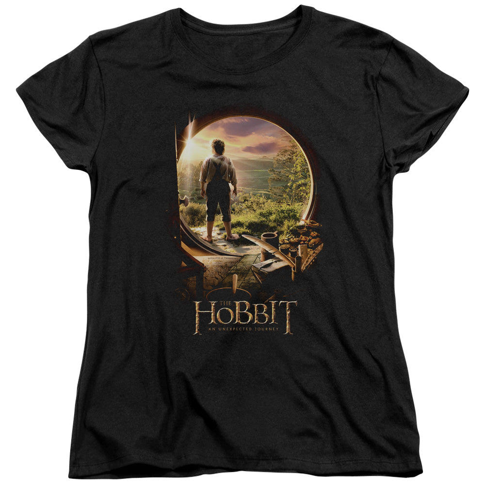 The Hobbit - Hobbit In Door - Short Sleeve Womens Tee - Black T-shirt