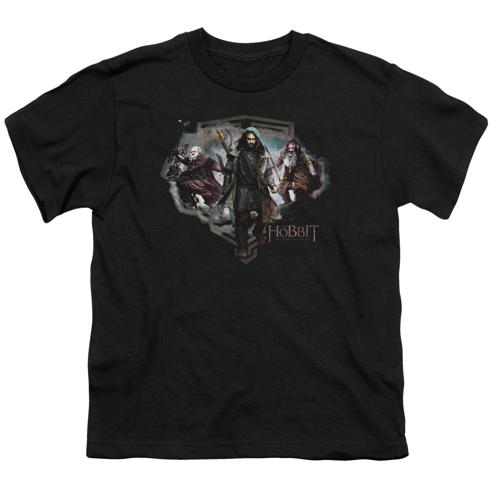 The Hobbit - Three Dwarves - Short Sleeve Youth 18/1 - Black T-shirt