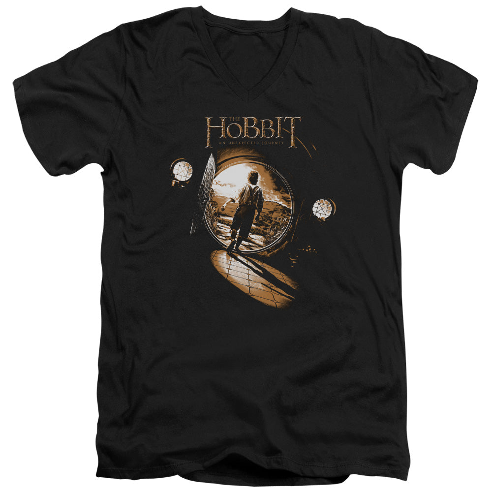 The Hobbit - Hobbit Hole - Short Sleeve Adult V-neck 30/1 - Black T-shirt