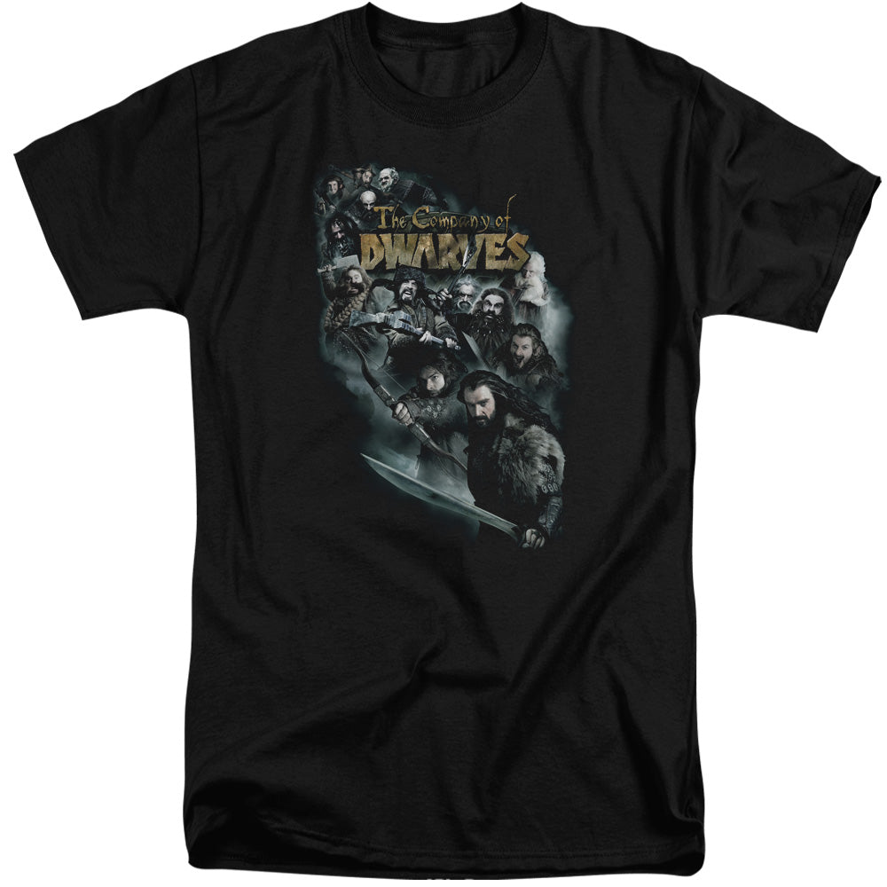 The Hobbit - Company Of Dwarves - Short Sleeve Adult Tall - Black T-shirt