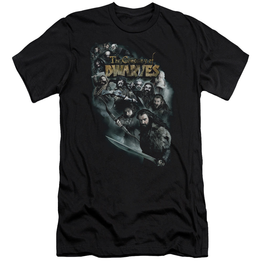The Hobbit - Company Of Dwarves-premuim Canvas Adult Slim Fit 30/1 - Black