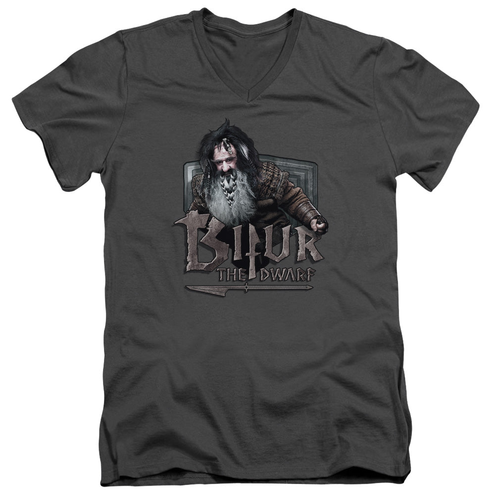 The Hobbit - Bifur - Short Sleeve Adult V-neck - Charcoal T-shirt
