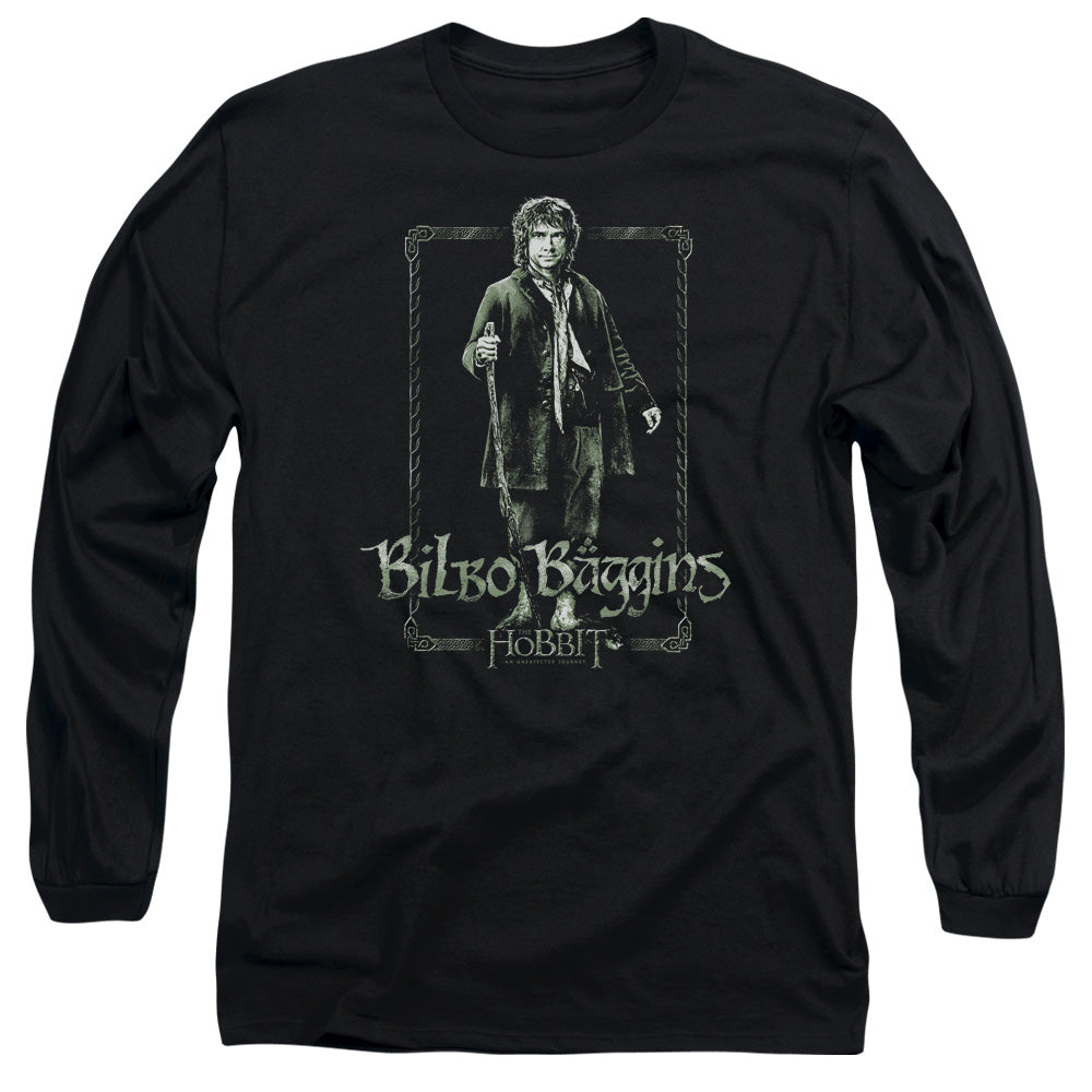 The Hobbit - Bilbo Stare - Long Sleeve Adult 18/1 - Black T-shirt
