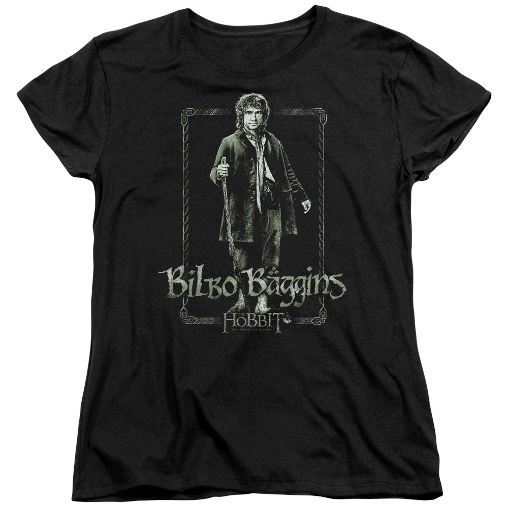 The Hobbit - Bilbo Stare - Short Sleeve Womens Tee - Black T-shirt
