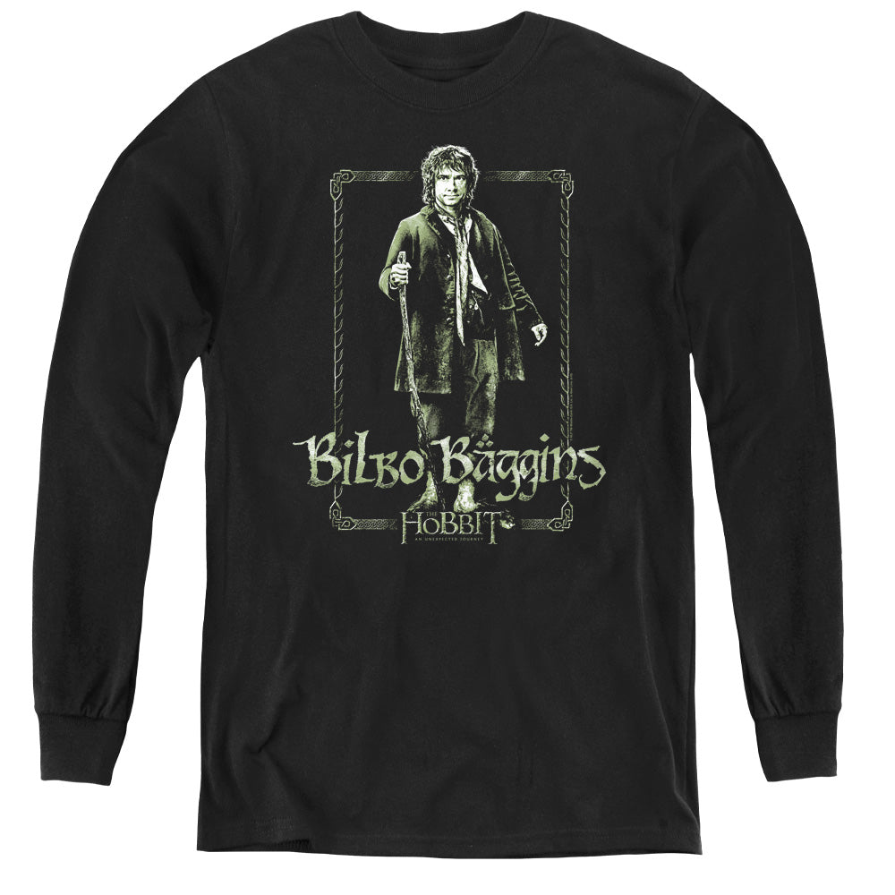 The Hobbit - Bilbo Stare - Youth Long Sleeve Tee - Black