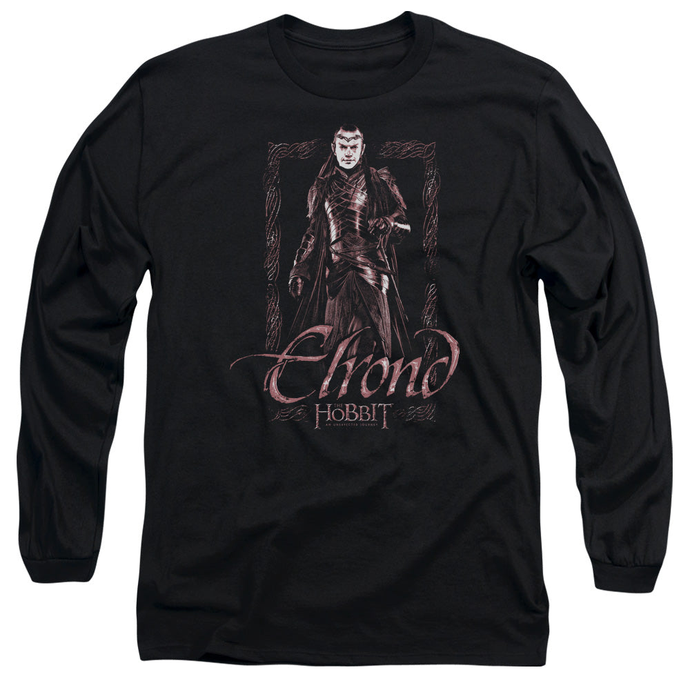 The Hobbit - Elrond Stare - Long Sleeve Adult 18/1 - Black T-shirt