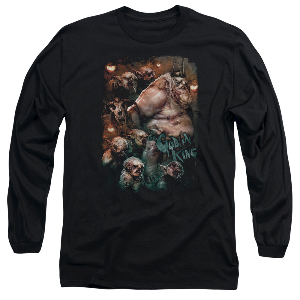 The Hobbit - Goblin King - Long Sleeve Adult 18/1 - Black T-shirt