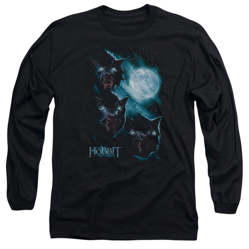 The Hobbit - Three Warg Moon - Long Sleeve Adult 18/1 - Black T-shirt