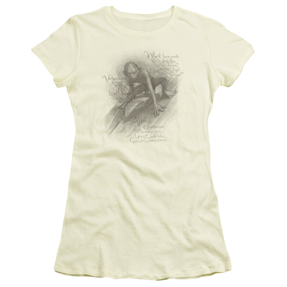 The Hobbit - Riddles - Short Sleeve Junior Sheer - Cream T-shirt
