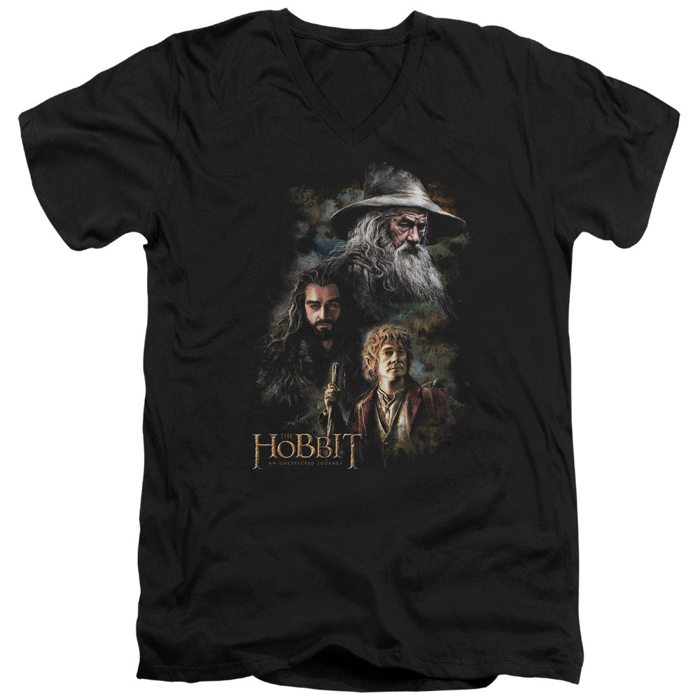 The Hobbit - Painting - Short Sleeve Adult V-neck - Black T-shirt