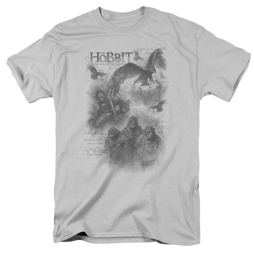 The Hobbit - Hobbit Sketches - Short Sleeve Adult 18/1 - Silver T-shirt