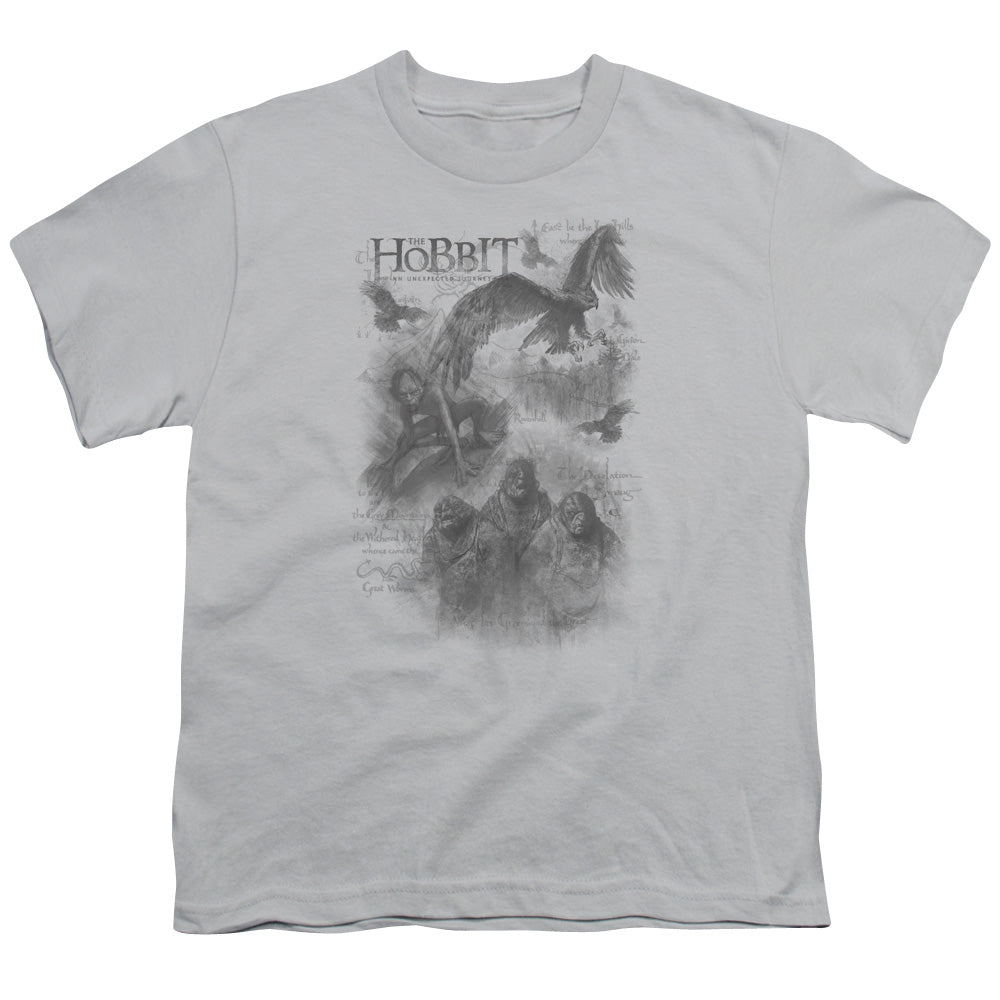 The Hobbit - Sketches - Short Sleeve Youth 18/1 - Silver T-shirt