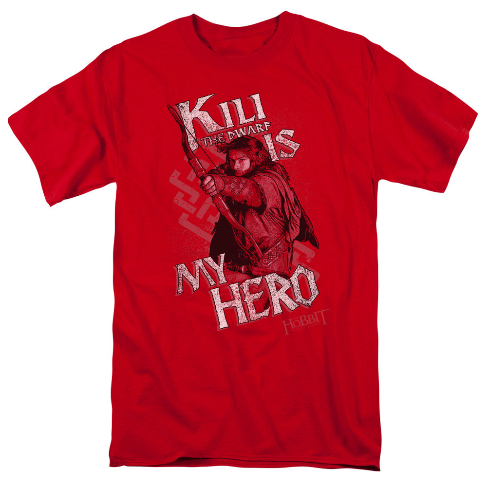 The Hobbit - Kili Is My Hero - Short Sleeve Adult 18/1 - Red T-shirt
