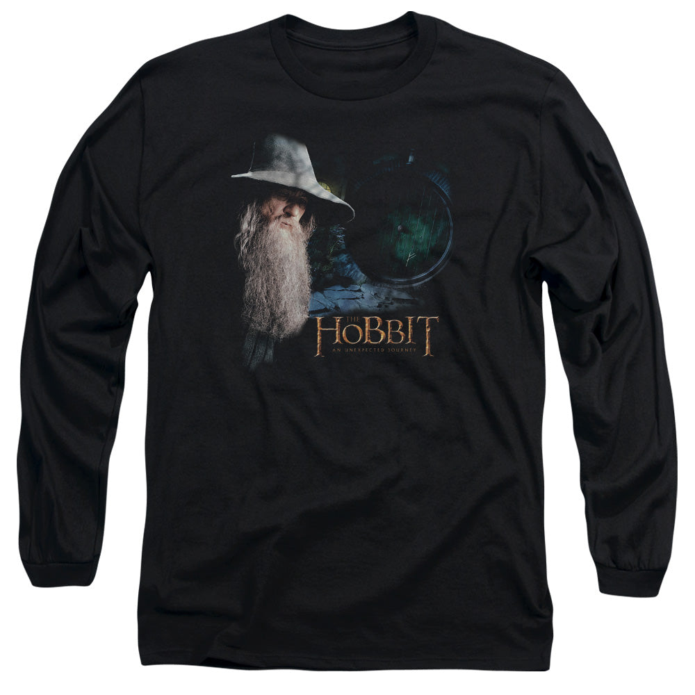 The Hobbit - The Door - Long Sleeve Adult 18/1 - Black T-shirt