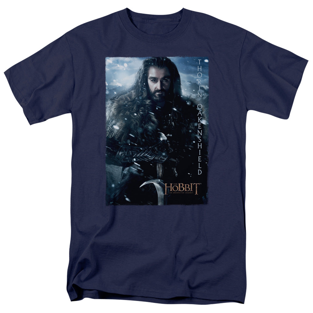 The Hobbit - Thorin Poster - Short Sleeve Adult 18/1 - Navy T-shirt