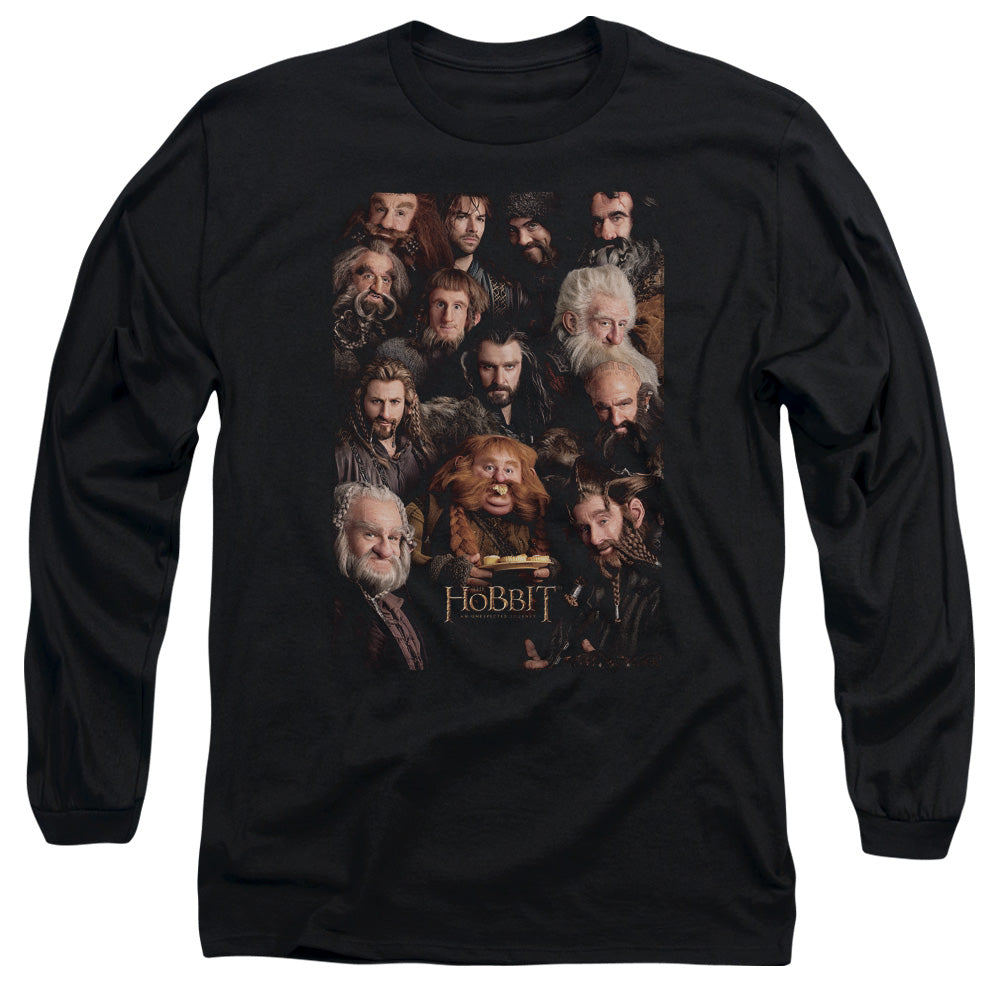 The Hobbit - Dwarves Poster - Long Sleeve Adult 18/1 - Black T-shirt