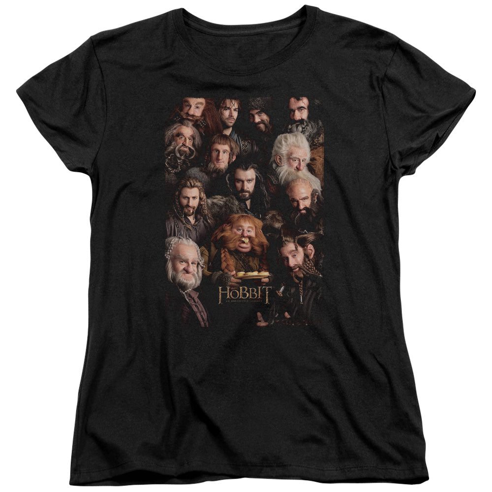 The Hobbit - Dwarves Poster - Short Sleeve Womens Tee - Black T-shirt