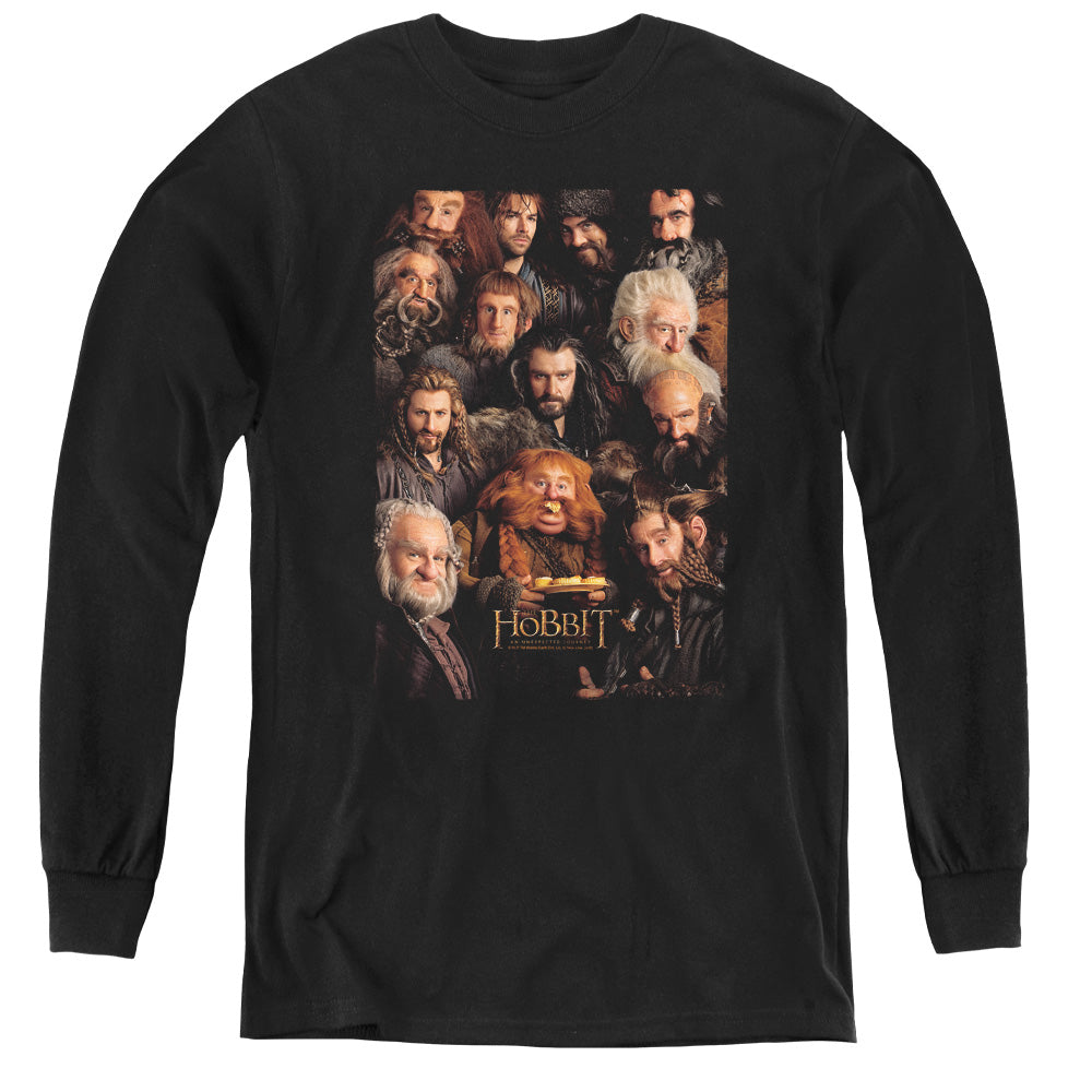 The Hobbit - Dwarves Poster - Youth Long Sleeve Tee - Black