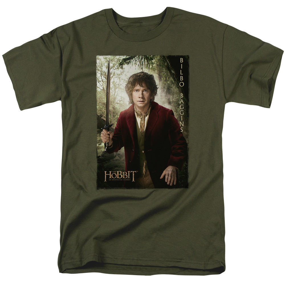 The Hobbit - Bilbo Poster - Short Sleeve Adult 18/1 - Military Green T-shirt