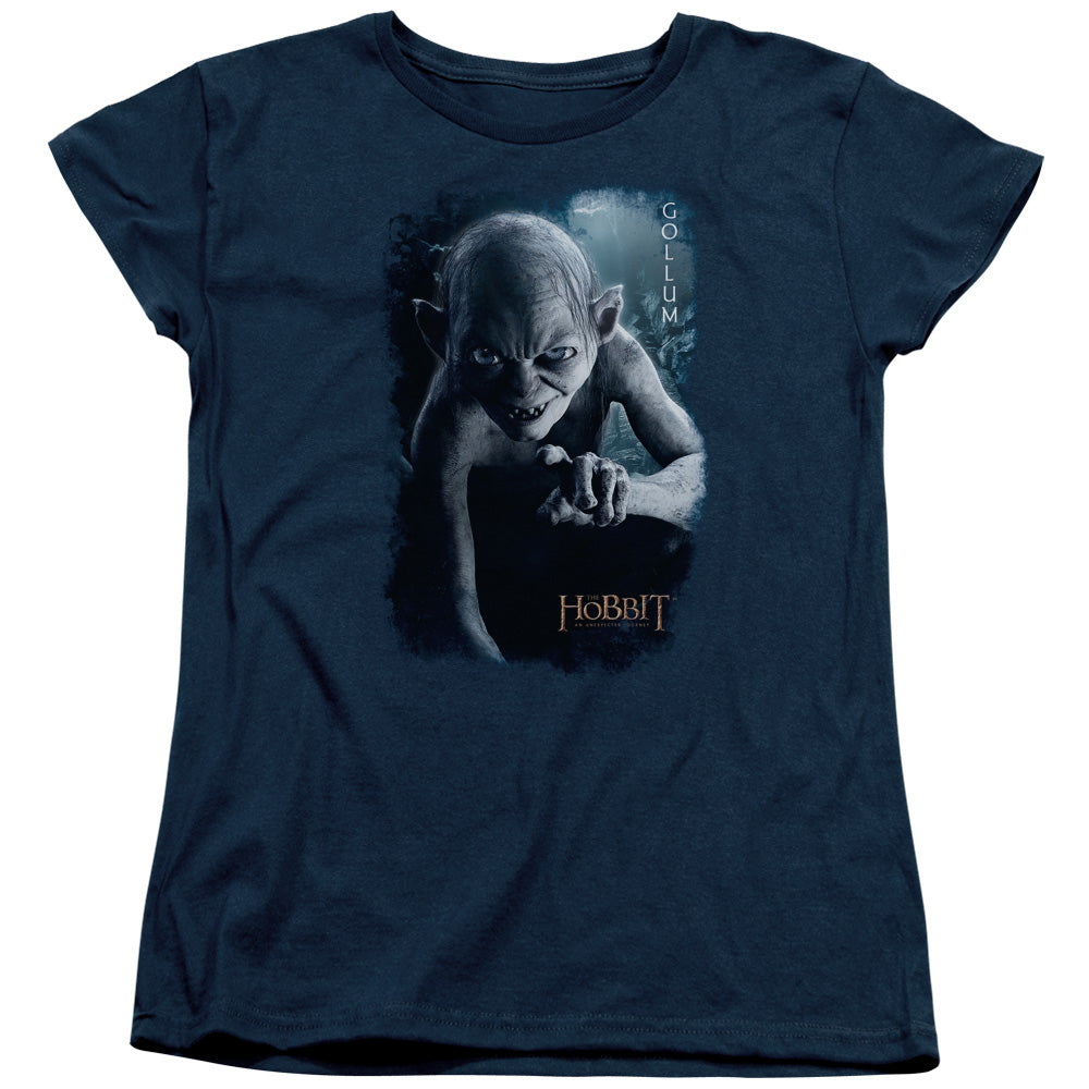 The Hobbit - Gollum Poster - Short Sleeve Womens Tee - Navy T-shirt