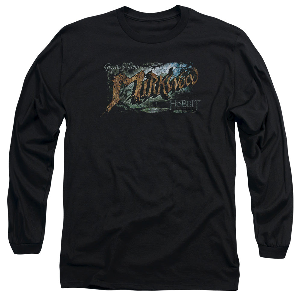 Hobbit - Greetings From Mirkwood - Long Sleeve Adult 18/1 - Black T-shirt