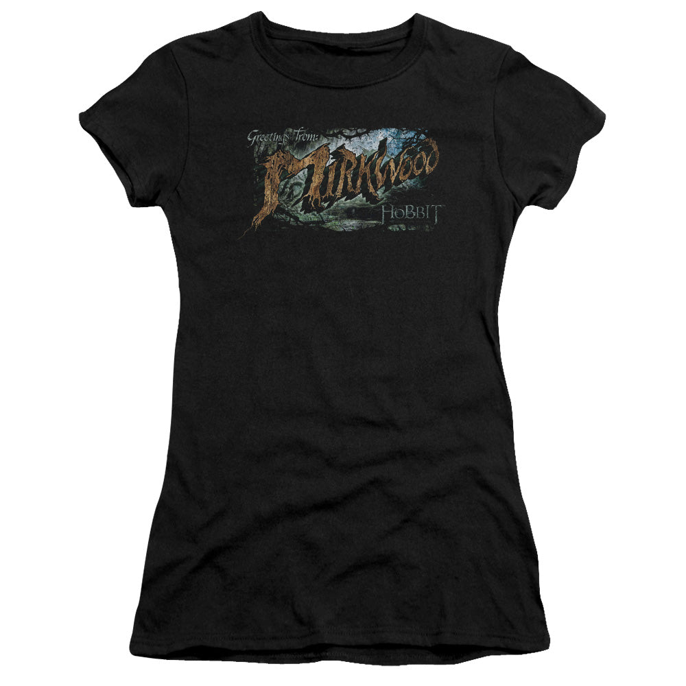 Hobbit - Greetings From Mirkwood - Short Sleeve Junior Sheer - Black T-shirt