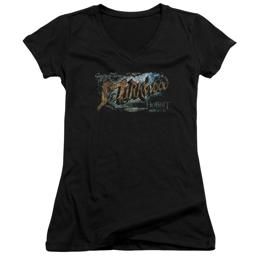 Hobbit - Greetings From Mirkwood-junior V-neck - Black