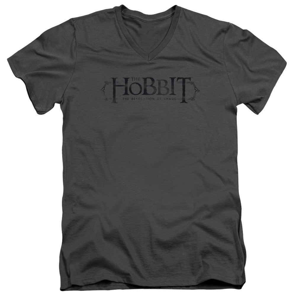 Hobbit - Ornate Logo - Short Sleeve Adult V-neck 30/1 - Charcoal T-shirt