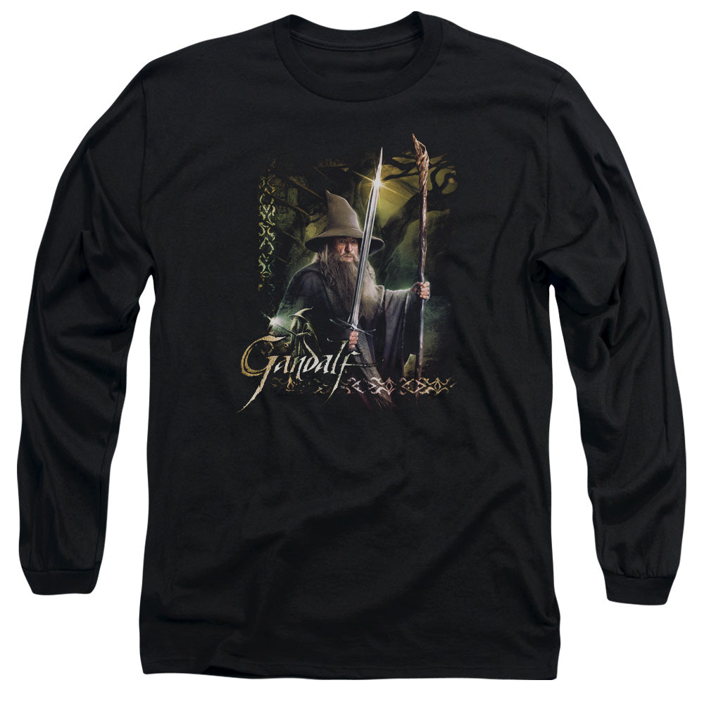 Hobbit - Sword And Staff - Long Sleeve Adult 18/1 - Black T-shirt