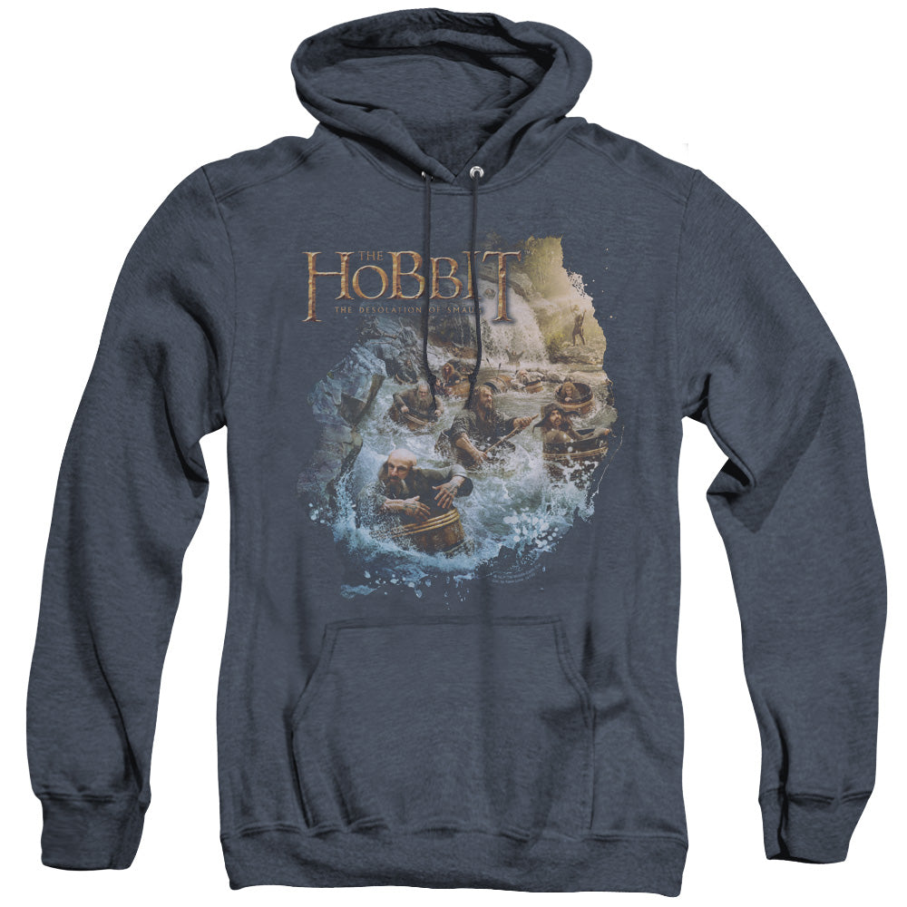 Hobbit - Barreling Down - Adult Heather Hoodie - Navy