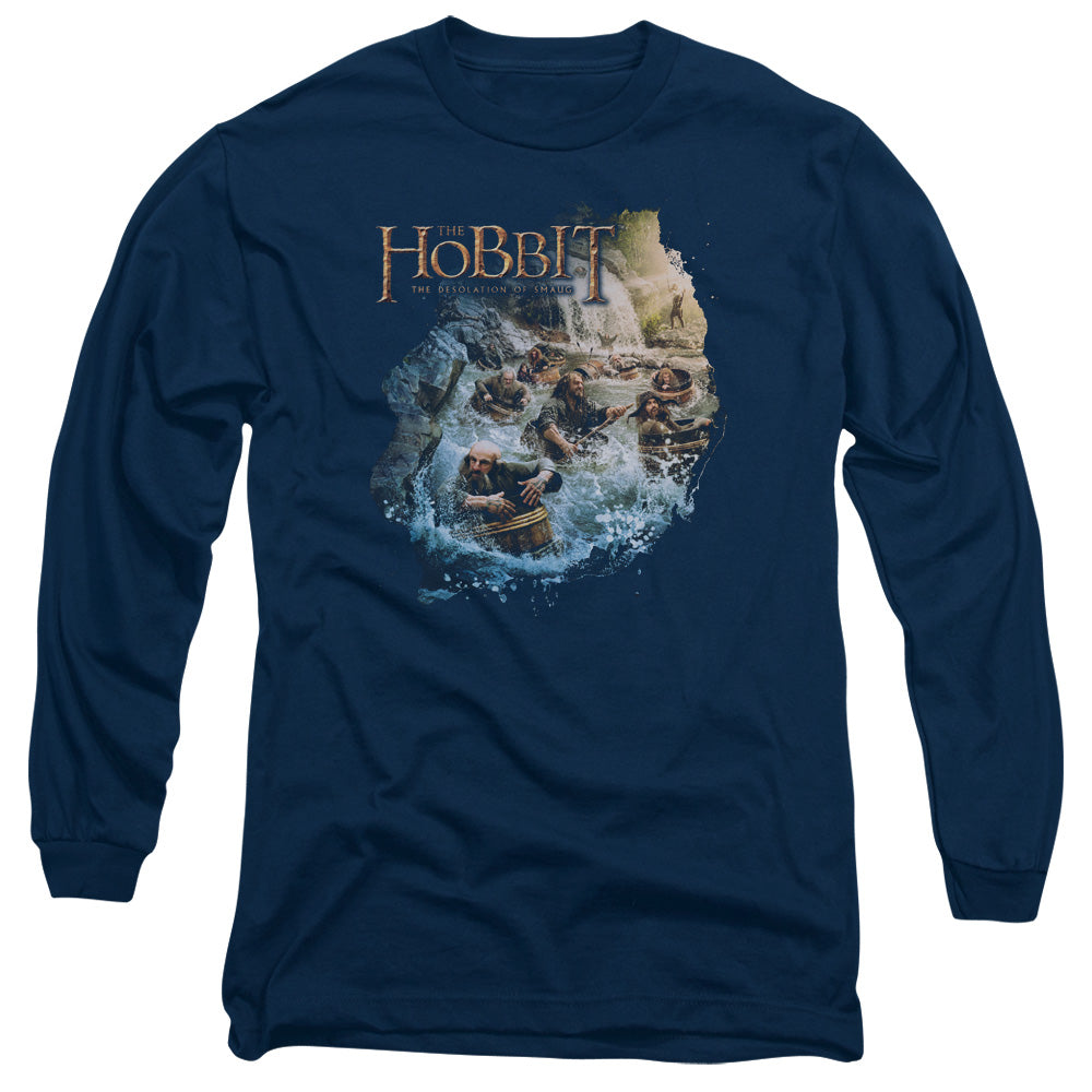 Hobbit - Barreling Down - Long Sleeve Adult 18/1 - Navy T-shirt