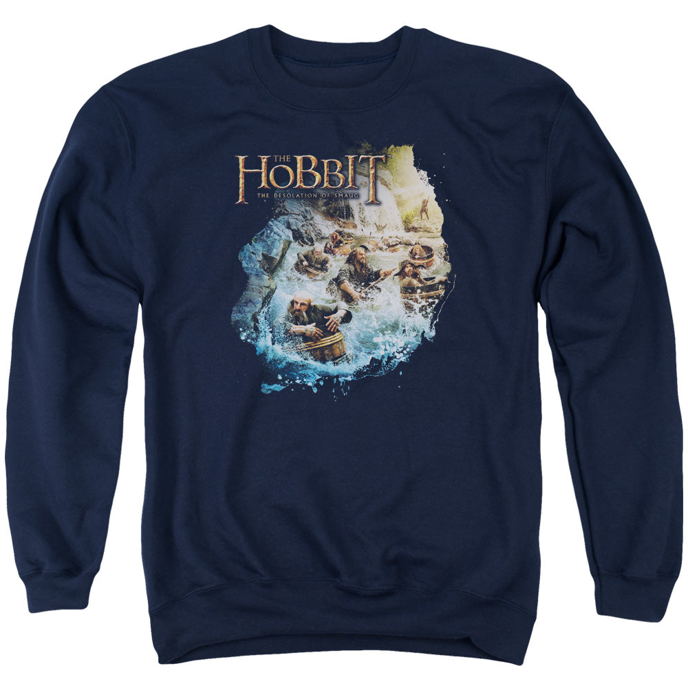 Hobbit - Barreling Down - Adult Crewneck Sweatshirt - Navy
