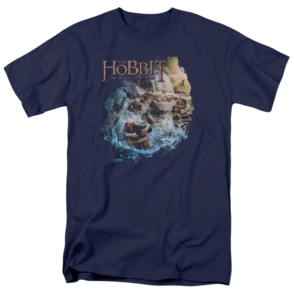 Hobbit - Barreling Down - Short Sleeve Adult 18/1 - Navy T-shirt
