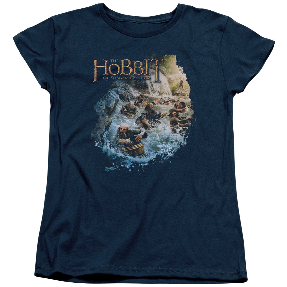 Hobbit - Barreling Down - Short Sleeve Womens Tee - Navy T-shirt