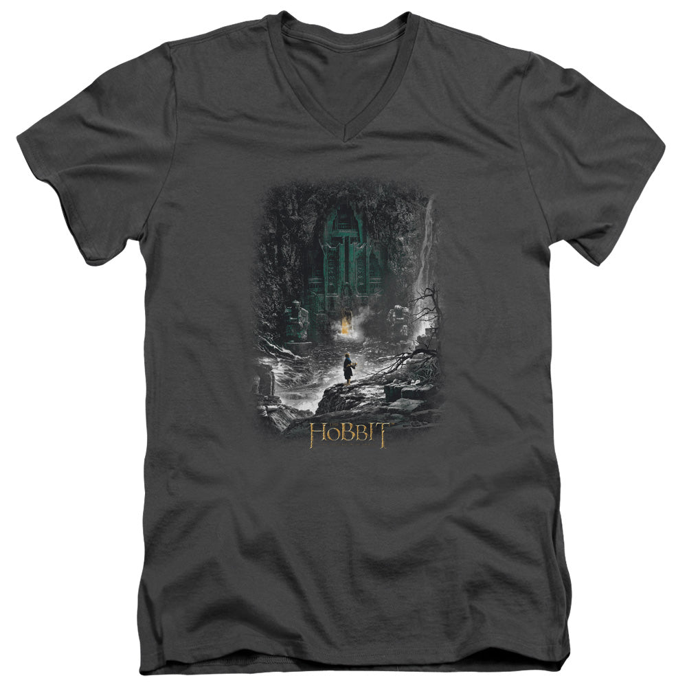 Hobbit - Second Thoughts - Short Sleeve Adult V-neck 30/1 - Charcoal T-shirt