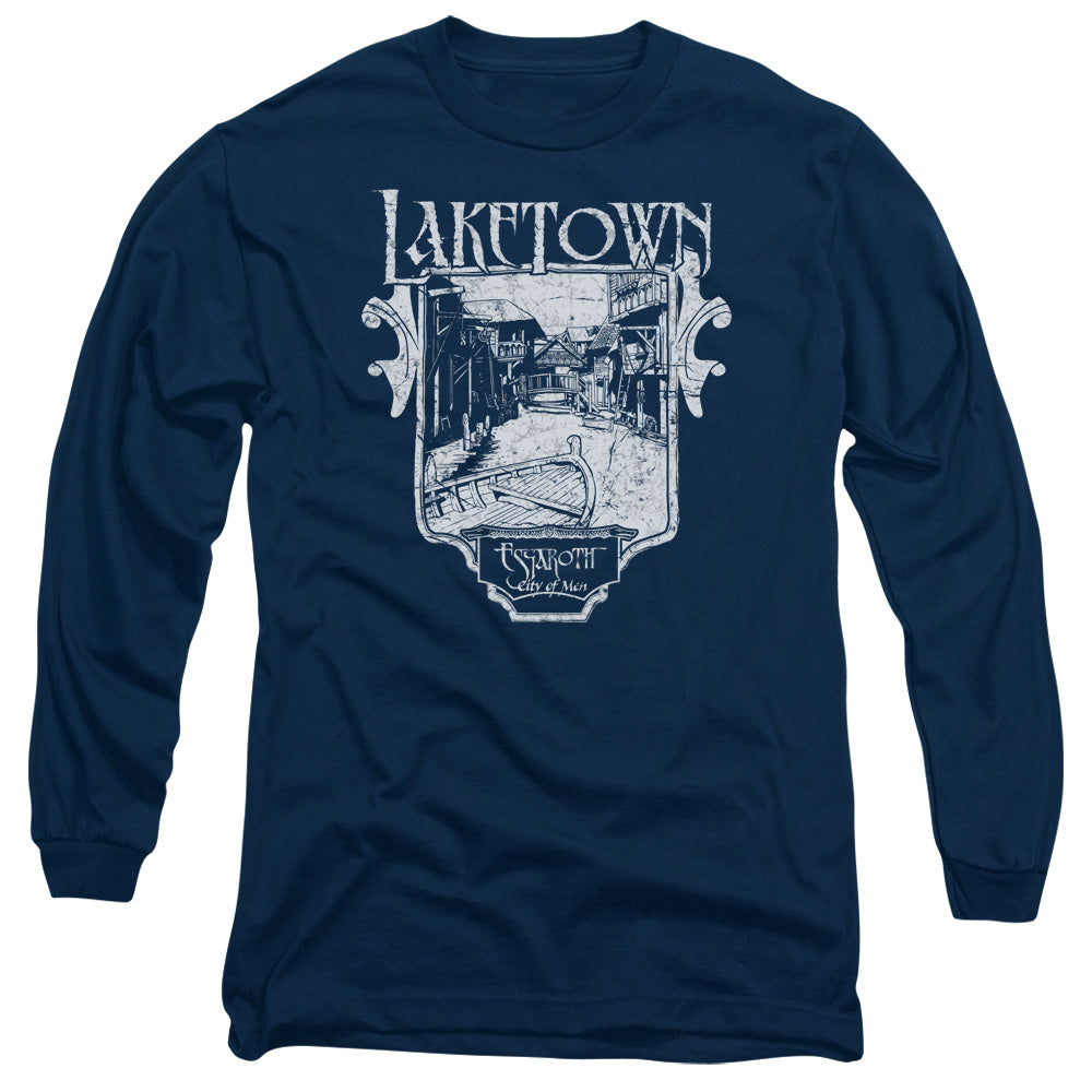 Hobbit - Laketown Simple - Long Sleeve Adult 18/1 - Navy T-shirt
