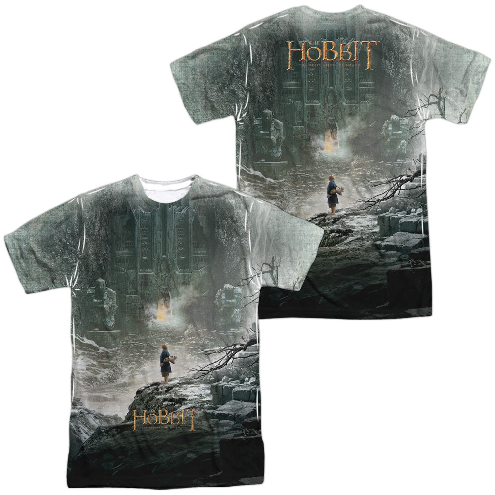 Hobbit - Big Poster (Front & Back Print) - Short Sleeve Adult 100% Poly Crew- White T-shirt