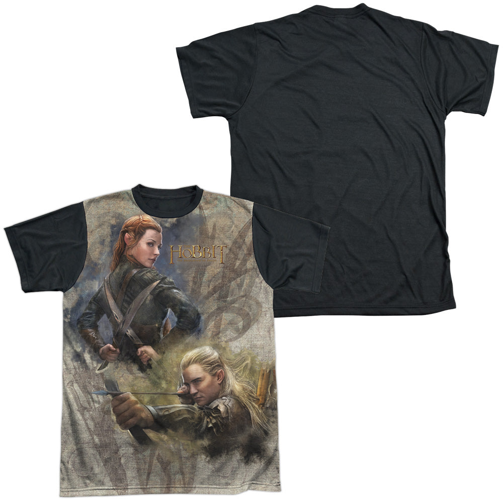 Hobbit - Elves - Short Sleeve Adult White Front Black Back - White T-shirt