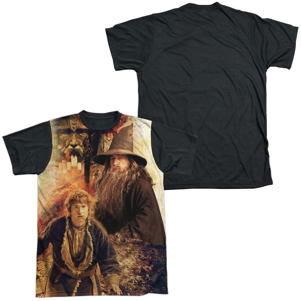 Hobbit - Bilbo And Gandalf - Short Sleeve Adult White Front Black Back - White T-shirt