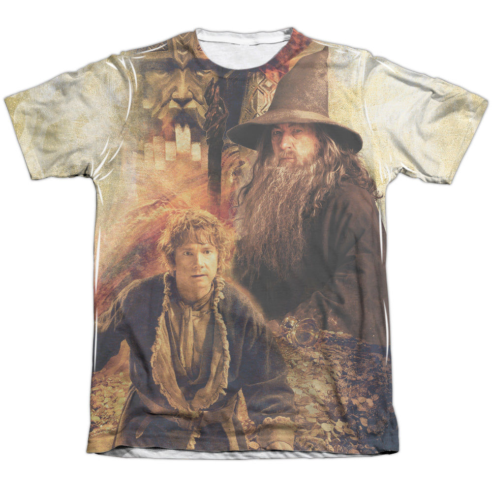 Hobbit - Bilbo And Gandalf - Adult Poly/cotton Short Sleeve Tee - White T-shirt