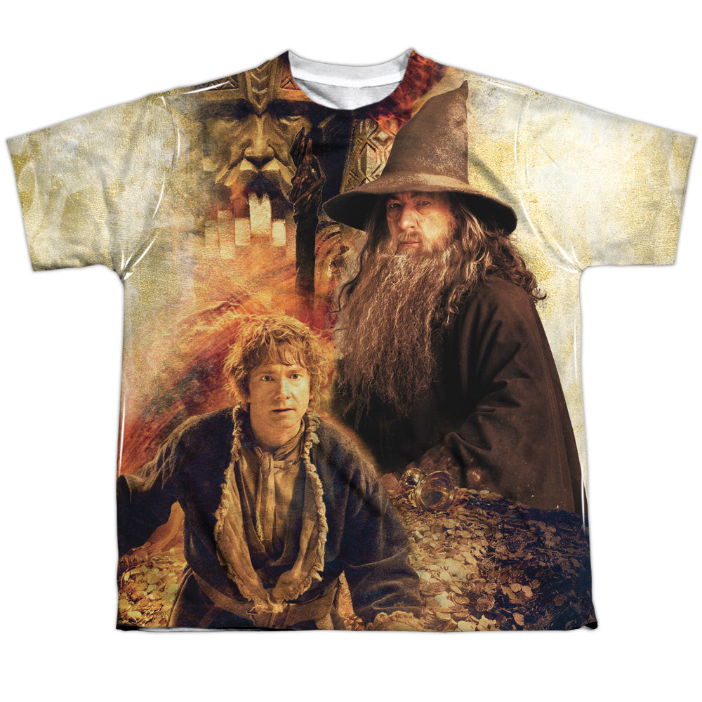 Hobbit - Bilbo And Gandalf - Short Sleeve Youth Poly Crew - White T-shirt