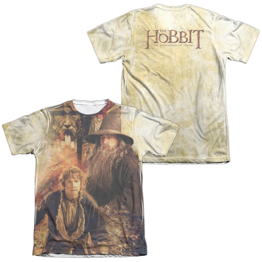 Hobbit - Bilbo And Gandalf (Front & Back Print) - Adult 65/35 Poly/cotton Short Sleeve Tee - White T-shirt