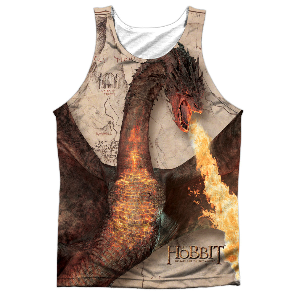 Hobbit - Smaug Attack - Adult 100% Poly Tank Top - White