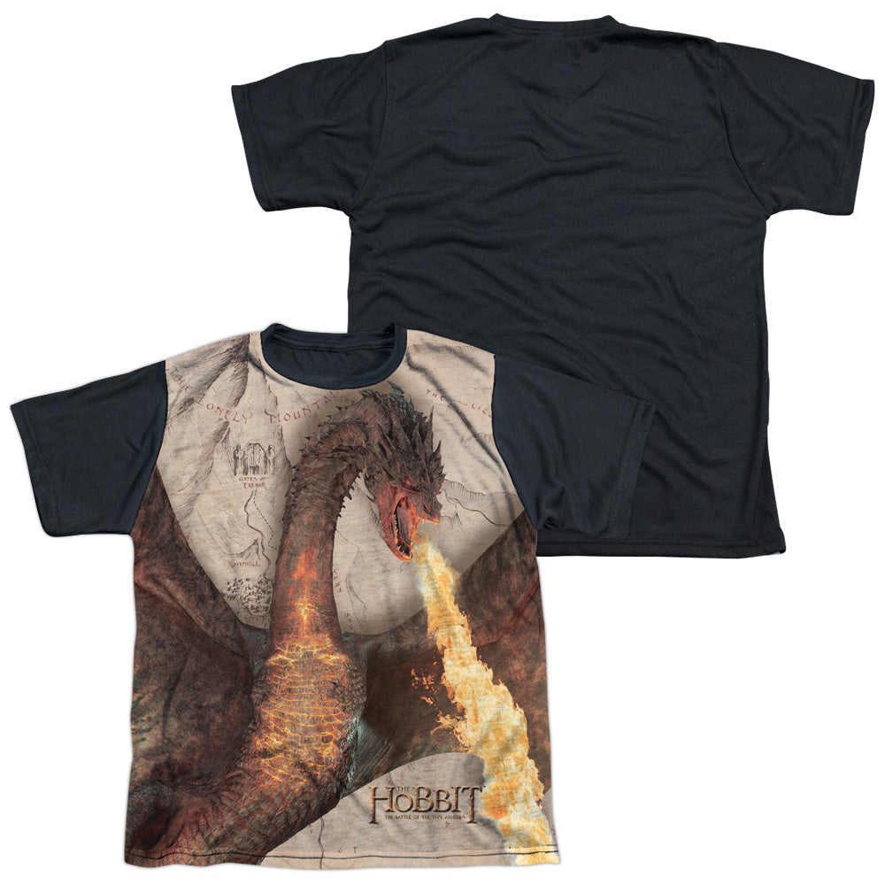 Hobbit - Smaug Attack - Short Sleeve Youth White Front Black Back - White T-shirt