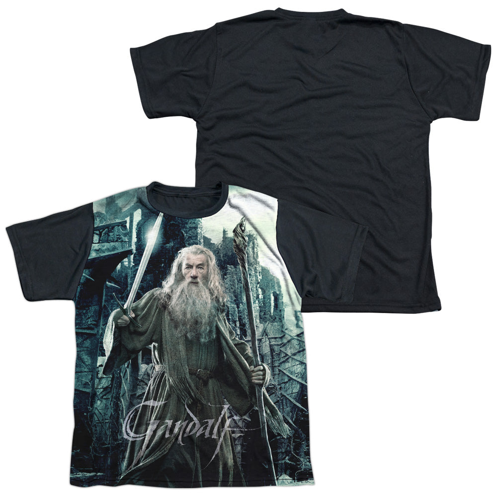 Hobbit - Wizard - Short Sleeve Youth White Front Black Back - White T-shirt