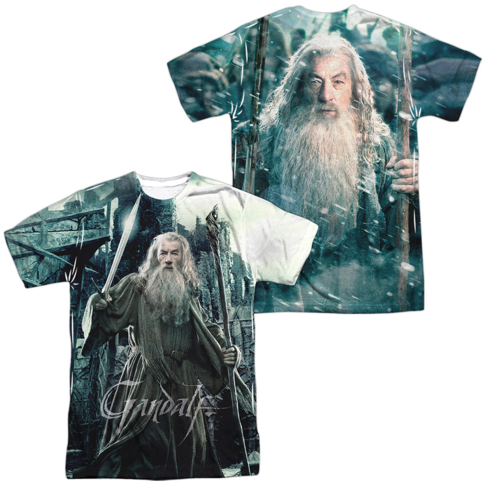 Hobbit - Wizard (Front/back) - Short Sleeve Adult Poly Crew - White T-shirt